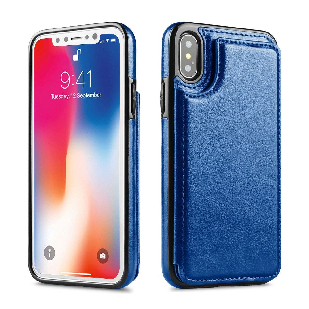 Back Flip Leather Wallet Cover Case for Apple iPhone X/XS