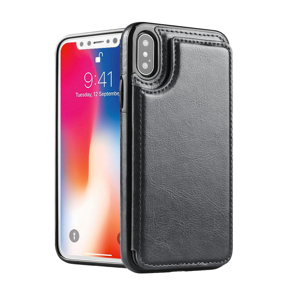 Back Flip Leather Wallet Cover Case for Apple iPhone X/XS