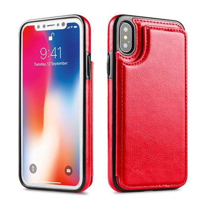 Back Flip Leather Wallet Cover Case for Apple iPhone X/XS
