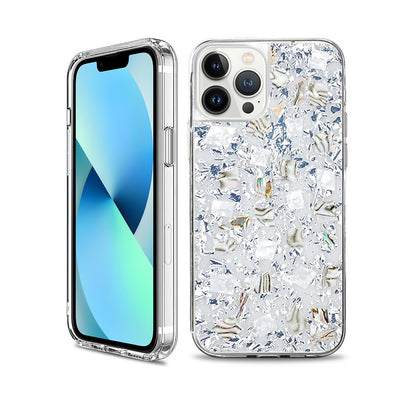 Dried Flower Bling Gold Foil Clear Case Cover for iPhone 14 Pro