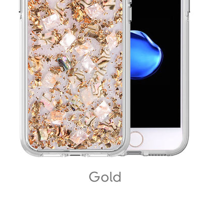 Dried Flower Bling Gold Foil Clear Case Cover for iPhone 6 / 6S / 7 / 8 / SE (2020) / SE (2022)