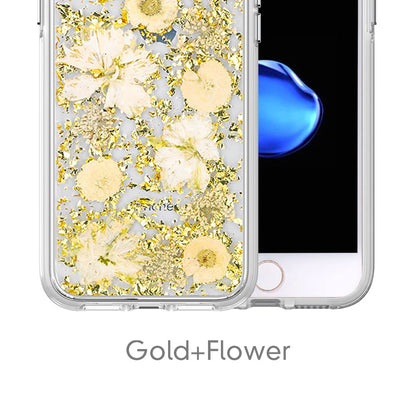 Dried Flower Bling Gold Foil Clear Case Cover for iPhone 6 / 6S / 7 / 8 / SE (2020) / SE (2022)