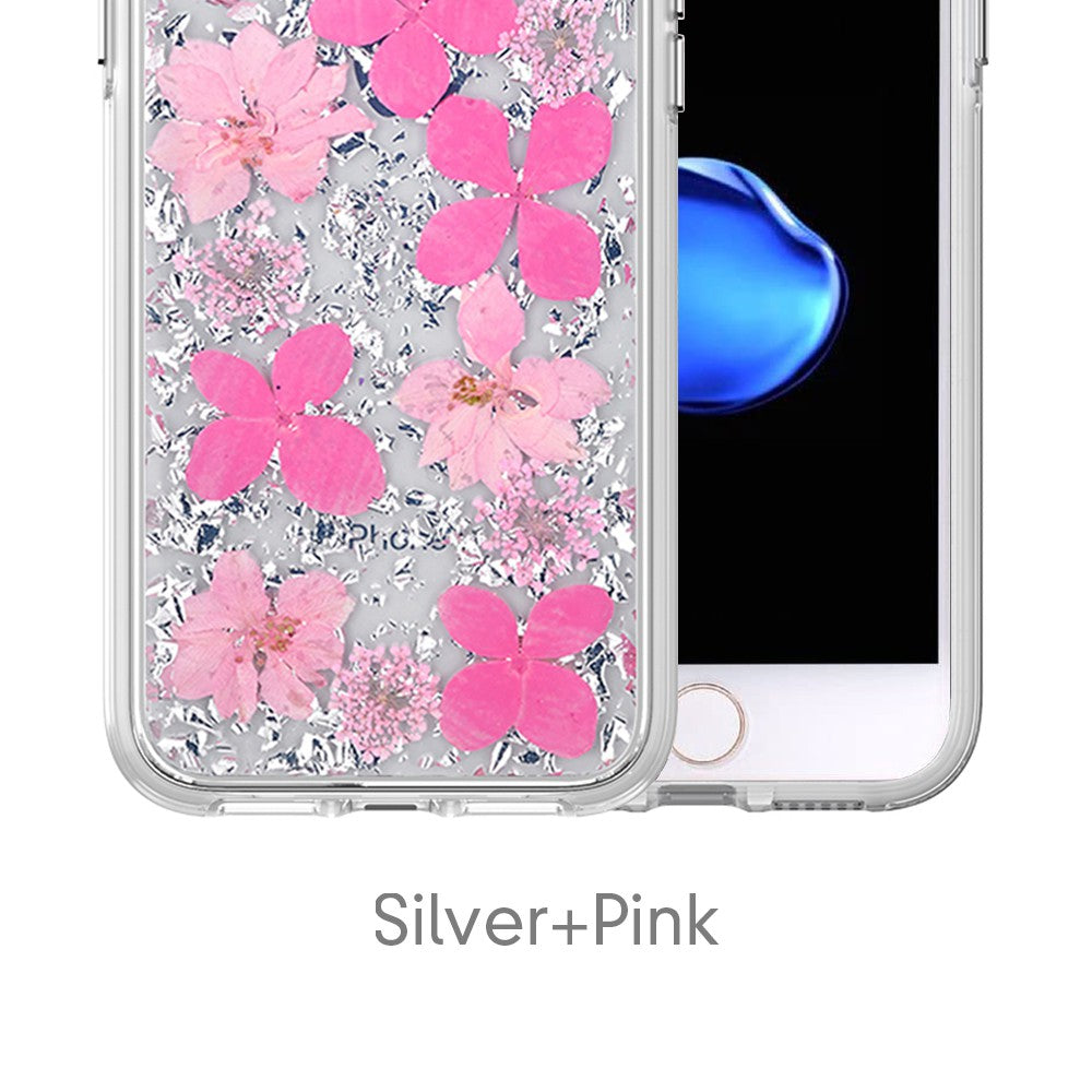 Dried Flower Bling Gold Foil Clear Case Cover for iPhone 6 / 6S / 7 / 8 / SE (2020) / SE (2022)