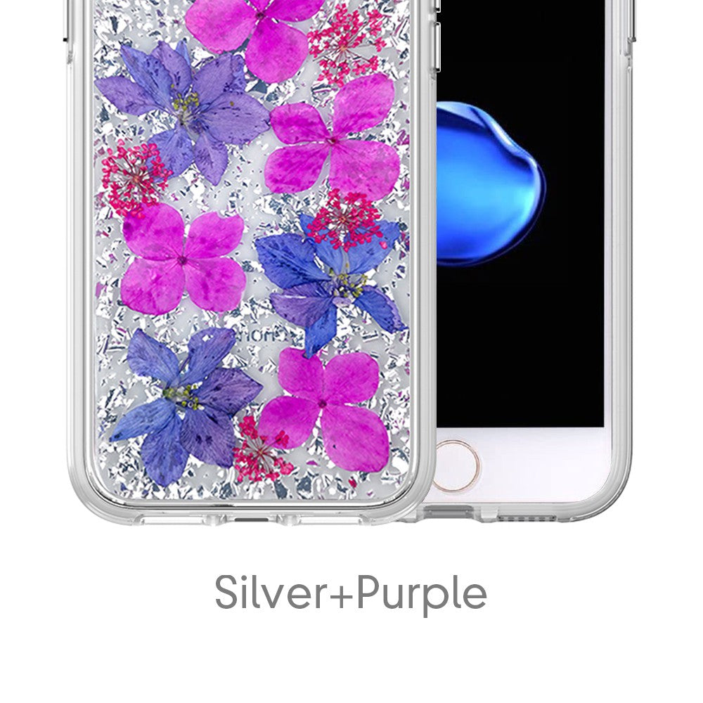Dried Flower Bling Gold Foil Clear Case Cover for iPhone 6 / 6S / 7 / 8 / SE (2020) / SE (2022)