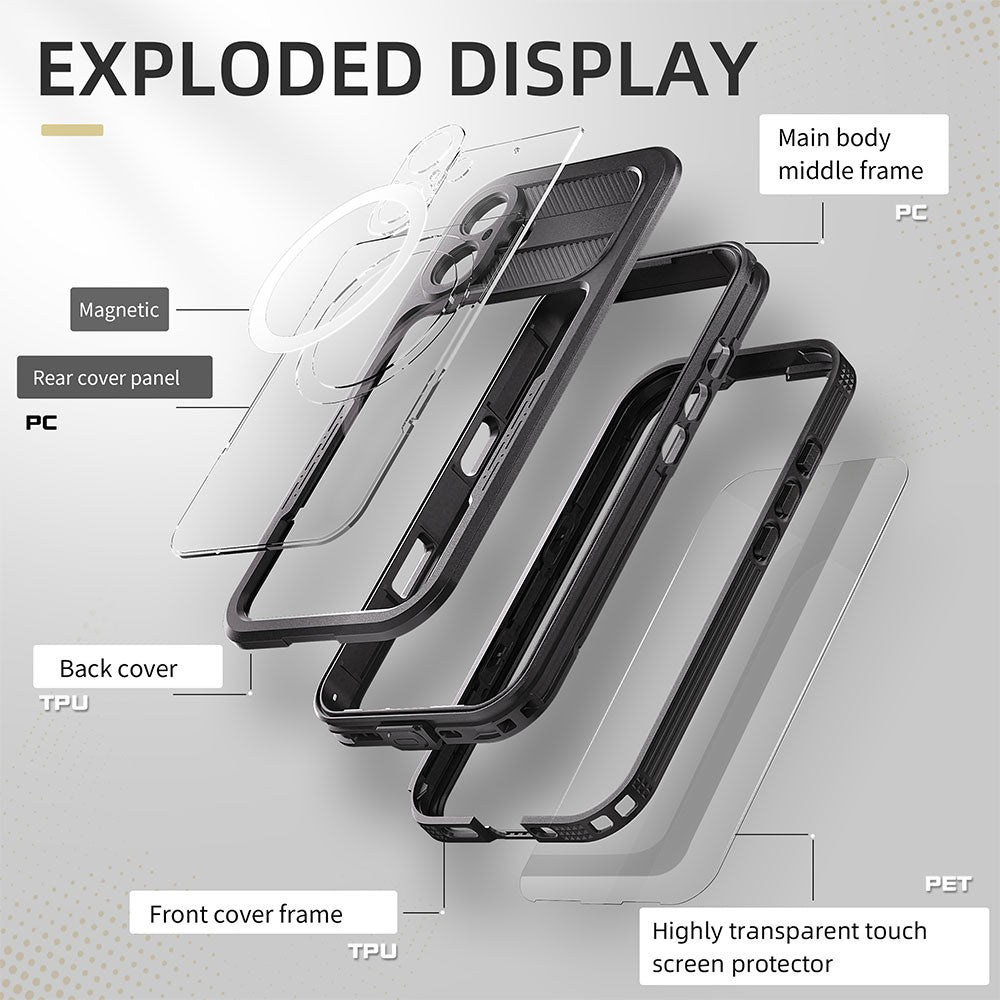 Redpepper Dot+ IP68 Waterproof Case with Magnetic Ring for iPhone 16 Magsafe