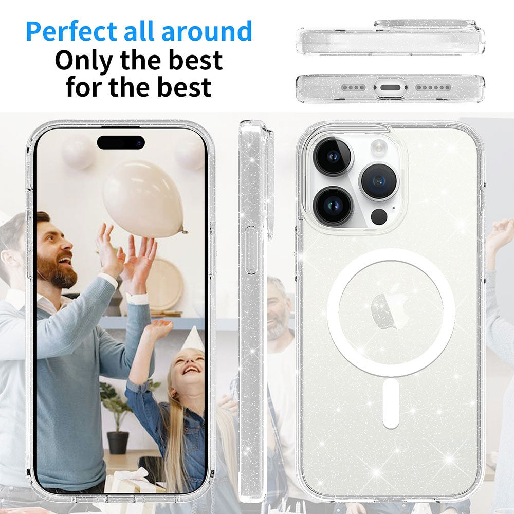 Glitter Shockproof Magsafe Case for iPhone 15 Pro- Shiny Clear