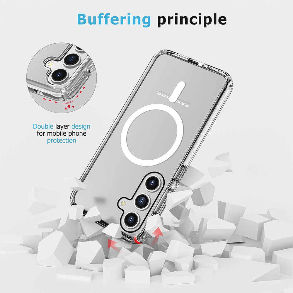 UTIA Shockproof Transparent Magsafe Cover Case for Samsung Galaxy S24-Transparent